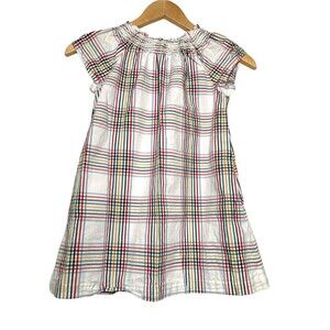 Hanna Andersson Girls White Plaid Dress size 5 (110 cm)